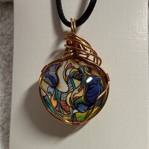 Artistic Copper Wire Wrapped Pendant Necklace
